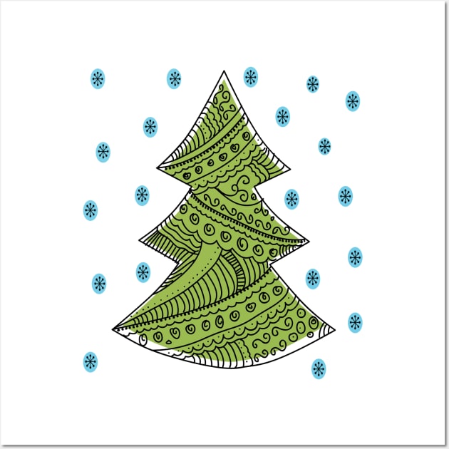 Green Xmas tree Wall Art by aanygraphic